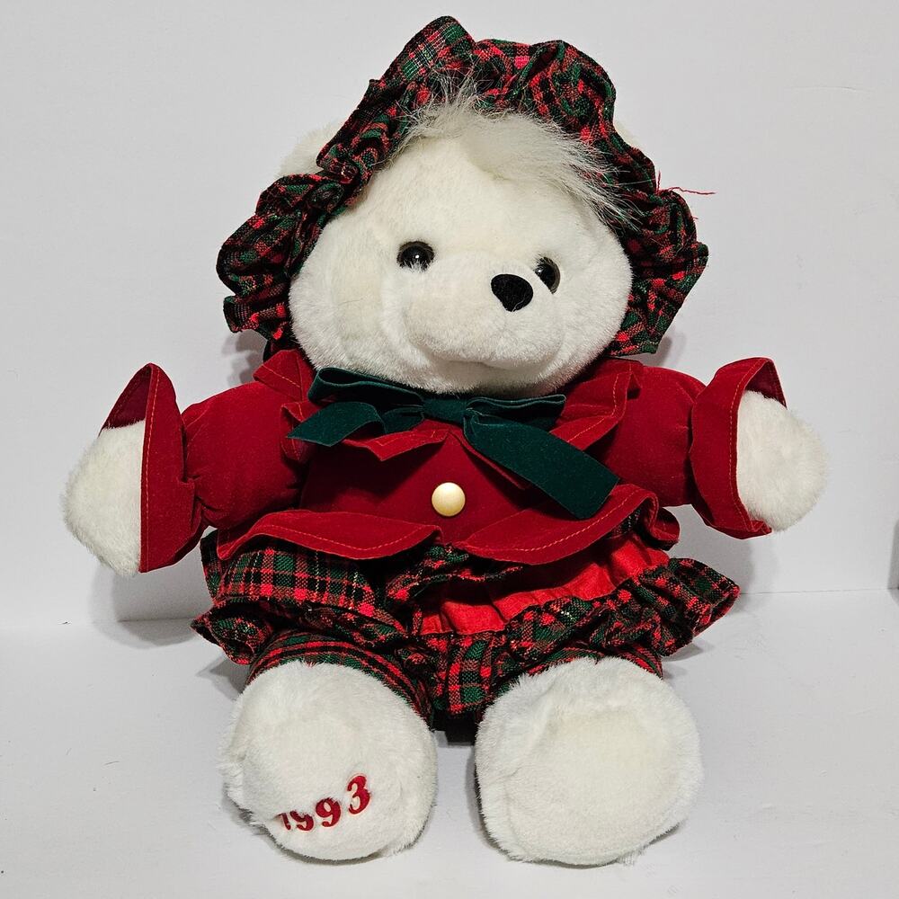 1993 A Christmas Carol Girl Teddy Bear White 150th Anniversary Charles Dickens